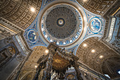 Looking up to the dome of St. Peter's Basilica in Rome, Italy
