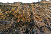 Imposing rock faces on hike in Samaria Gorge, West Crete, Greece