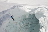 France, Haute-Savoie, Chamonix, crevasse rescue on the Géant glacier, Mont-Blanc range