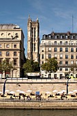 France, Paris, area listed as World Heritage by UNESCO, right bank of the Seine, Paris Beaches, St Jacques Tower in background