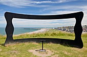 France, Seine Maritime, Dieppe, panoramic view of the waterfront and the city center from the castle through a panoramic setting