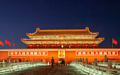 Tiananmen Gate at night in Beijing, China