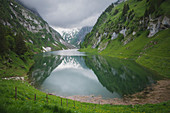 Lake in valley in Appenzell, Switzerland