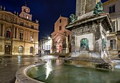 France, Bouches du Rhone, Arles, Place de la Republique, clock tower of the city hall, fountain obelisk and Church of St Trophime of the 12th-15th century, listed as World Heritage by UNESCO