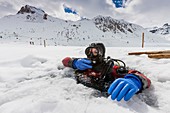 France, Savoie, Tignes, ice diving