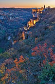 France, Lot, listed at Great Tourist Sites in Midi Pyrenees, Rocamadour, Natural regional park Causses du Quercy, listed as World Heritage by UNESCO, dusk on the sleepy village