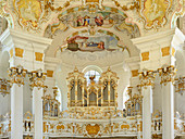 Organ of the Wieskirche, Wieskirche, Pfaffenwinkel, UNESCO World Heritage, Upper Bavaria, Bavaria, Germany