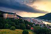 Heidelberg Castle with old town, view from Scheffelterrasse, Heidelberg, Baden-Würtemberg, Germany