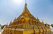 Famous golden Kuthodaw pagoda in Mandalay, Myanmar