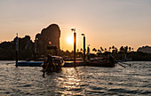 Railay Beach East Pier at sunset, Railay Peninsula, Krabi Region, Thailand