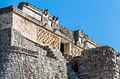 Pyramid of the magician in ancient Maya city Uxmal, Yucatan, Mexico