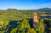 Luftaufnahme der Burg Berwartstein bei Erlenbach, Dahn, Wasgau, Pfälzer Wald, Rheinland-Pfalz, Deutschland