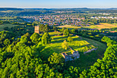 Aerial view of Siersberg Castle, Rehlingen-Siersburg, Saarland, Germany