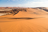 View from big daddy dune over dune landscape in morning light, Sossusvlei, Sesriem, Namibia