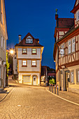 Blaue Stunde in Marktbreit am Main, Kitzingen, Unterfranken, Franken, Bayern, Deutschland, Europa