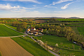 Aerial view of the Vogtsmühle near Mönchsondheim, Kitzingen, Lower Franconia, Franconia, Bavaria, Germany, Europe