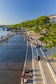 Frankreich, Rhône, Lyon, das Ufer der Rhône, Quai Victor Augagneur, Blick auf die Wilson-Brücke