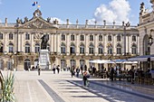 France, Meurthe et Moselle, Nancy, Place Stanislas with his statue or former Royal Place classified UNESCO world heritage built by Stanislas Leszczynski king of Poland and last Duke of Lorraine in the 18th century