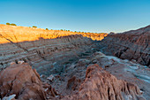 Sonnenuntergang am Miller Point Overlook, Cathedral Gorge State Park, Panaca, Lincoln County, Nevada, USA