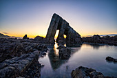 Albuerne, Asturias, Spain. Playa de Los Campizales at sunset