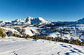 Winter landscape in the Seiser Alm ski area, South Tyrol, Italy