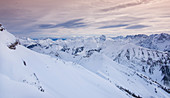 Winter landscape in the Karwendel at the Schafreiter near the origin of the Isar