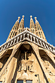 Barcelona, west facade of the Sagrada Famlia by Antoni Gaudi, Barcelona, Spain