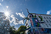 Octopus on the facade, Street Art Museum in Bülowstrasse, Berlin, Germany