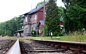Bahnhof in Harzgerode, Gleise, Ost-Harz, Sachsen-Anhalt, Deutschland