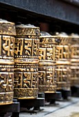Gebetsmühlen am Goldenen Tempel (Hiranyabarna Mahavihar) in Lalitpur (Patan), Kathmandutal, Nepal