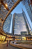 Milan Italy, Porta Nuova District. Gae Aulenti Square. Unicredit Tower