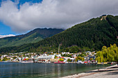 View of Queenstown on Lake Wakatipu on the South Island in New Zealand.