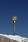 Cross of the east summit of the Zugspitze, Garmisch-Partenkirchen, Upper Bavaria, Bavaria, Germany