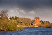 Friesenkapelle and village pond in Wenningstedt, Sylt, Schleswig-Holstein, Germany