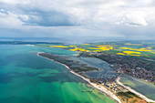 Aerial view of Heiligenhafen with pier, Baltic Sea, Ostholstein, Schleswig-Holstein, Germany