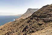 High cliffs by the sea on scenic route GC-200 in the west of Gran Canaria, Spain
