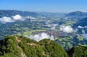 Cloudy mood over Himmelschrofen, Oberstdorf valley and Grünten in the background, Himmelschrofen, Allgäu Alps, Allgäu, Swabia, Bavaria, Germany
