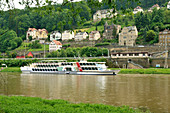 Koenigstein on the Elbe in Saxon Switzerland, Countess Cosel, steamship
