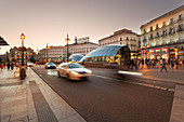 Dusk at Puerta del Sol, Madrid, Spain