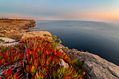 Foggy sunset at Cabo Carvoiero, Peniche municipality, Leiria district, Estremadura province, Portugal.