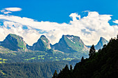 Churfirsten mountain range. Alt Sankt Johann,Toggemburg,Canton of San Gallo, Switzerland, Europe