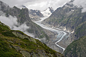 fiescher glacier during a cloudy day, fieschertal,Valais, Switzerland