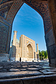 Sherdar, Cher Dor, Madrasah from Tilla Kali madrasa. Registan square, Samarkand, Uzbekistan, Central Asia.