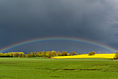 Rainbow after a thunderstorm, Rosenhof Ostholstein; Schleswig-Holstein, Germany