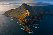 Luftaufnahme von Cabo Ortegal und dem Leuchtturm, Cariño, Coruña, Galizien, Spanien, Iberische Halbinsel, Westeuropa