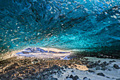 The entrance of an ice cave of Breidamerkurjokull, Austurland, Iceland, Northern Europe