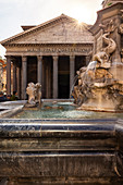 Das Fontana del Pantheon und das Pantheon, Rom, Region Latium, Europa, Italien