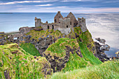 View of the ruins of the Dunluce Castle. Bushmills, County Antrim, Ulster region, Northern Ireland, United Kingdom.