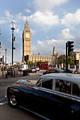 United Kingdom, London, clock tower of the Palace of Westminster, Big Ben, rolls royce