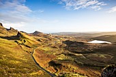 Vereinigtes Königreich, Schottland, Highland, Innere Hebriden, Isle of Sky, Halbinsel Trotternish, die Landschaft von Quiraing im Winter